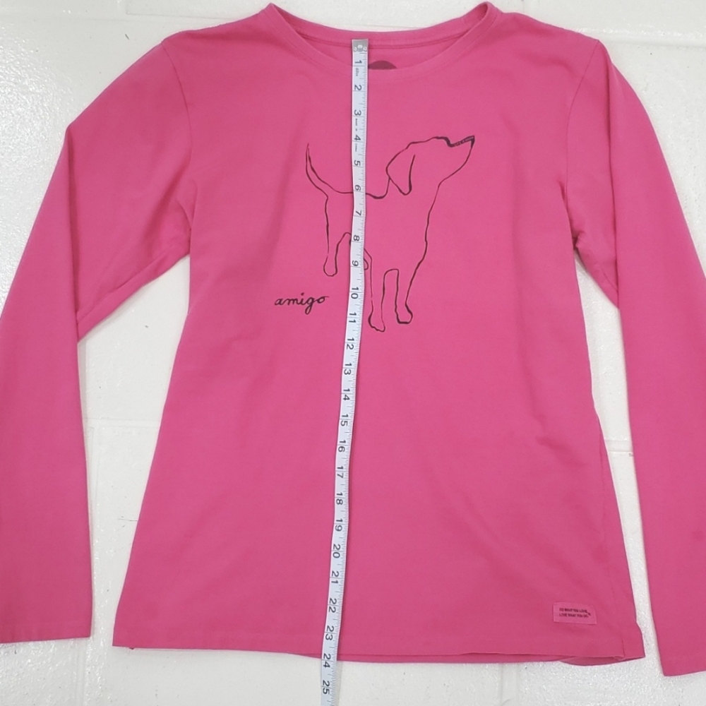 Life is Good long sleeve t-shirt women's large pink amingo dog outline graphic - Picture 6 of 15